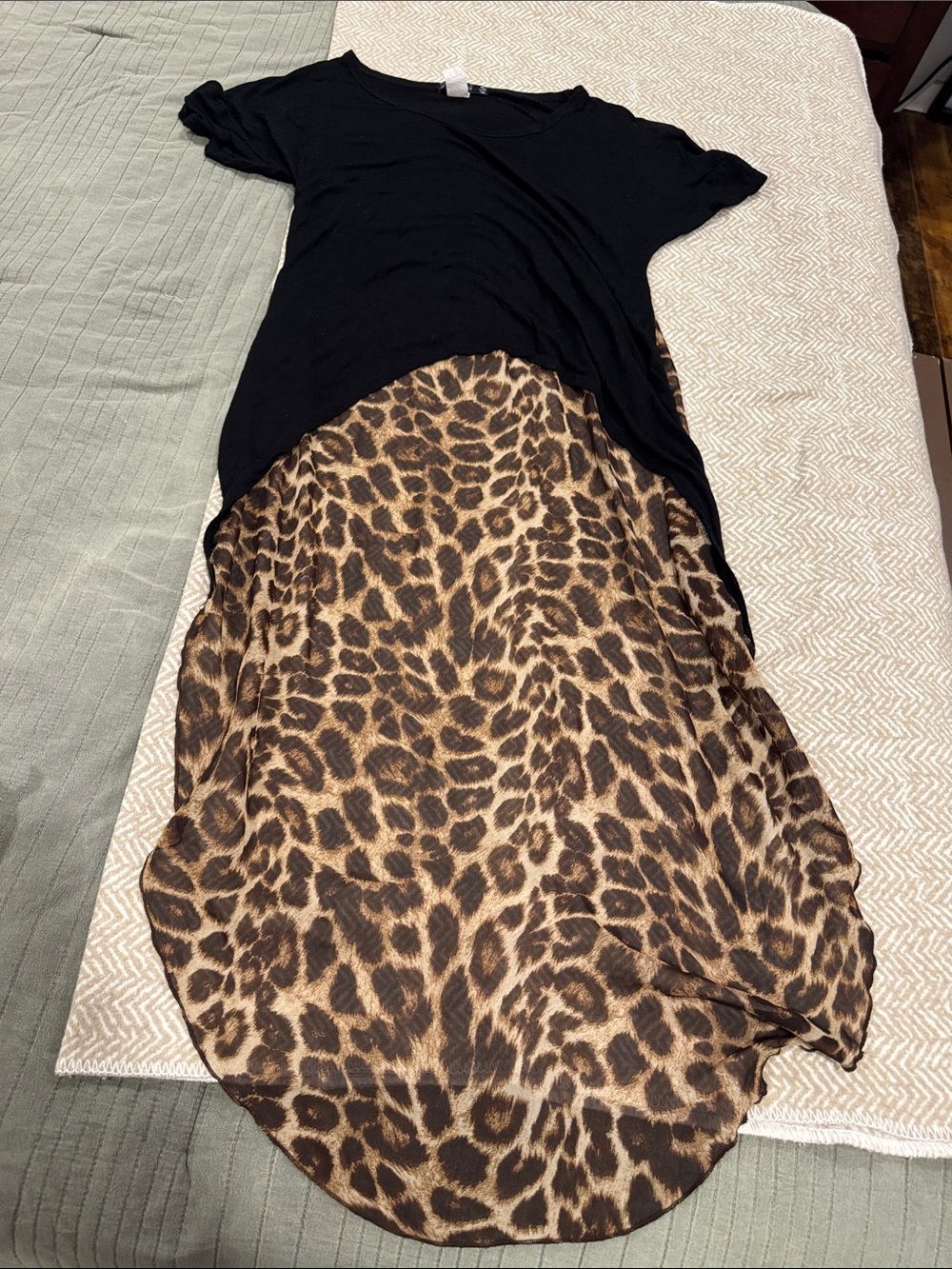 Have Black Top with Brown Leopard Print Top